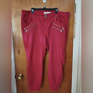 Torrid Red Denim Pants with Zipper Details